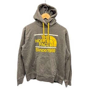 The North Face Hoodie Men's Size M Gray Yellow Logo Since‎ 1968 Pullover